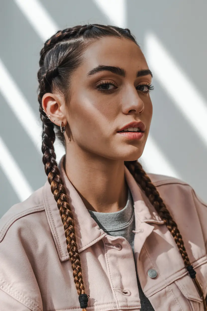 14. french braid pigtailswith