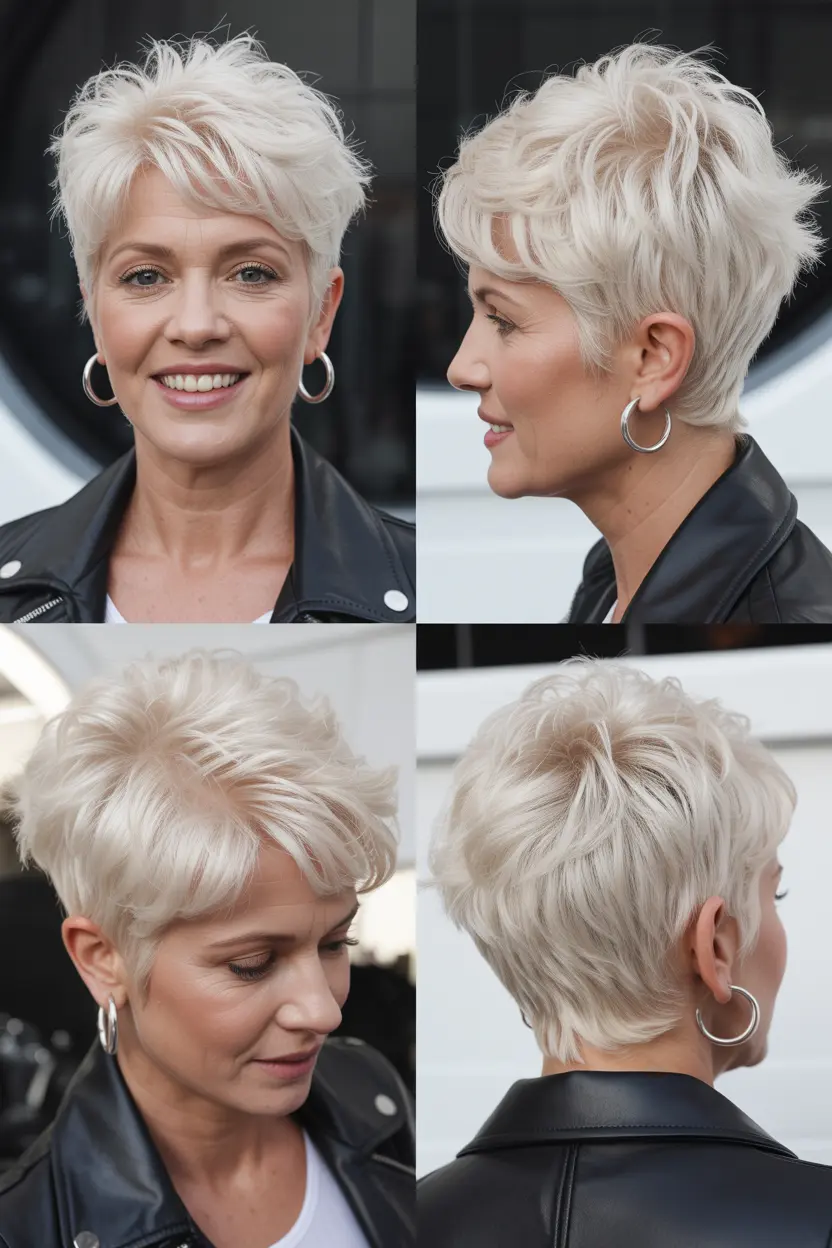 14.white spiky pixie with messy top