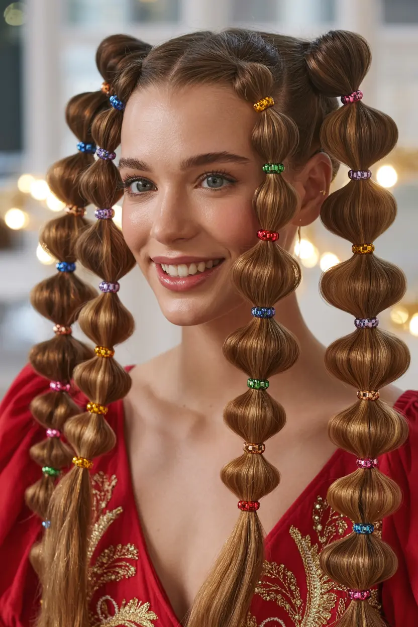 15.festive bubble braids with beads