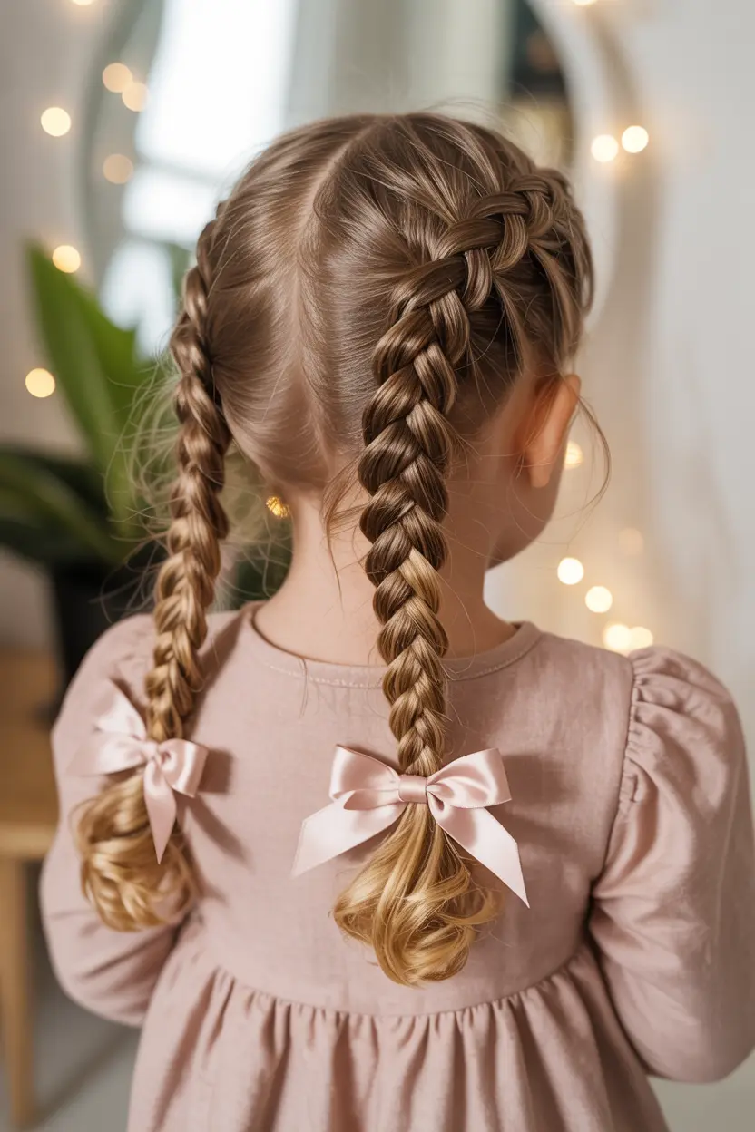 15.half up pigtails with bows