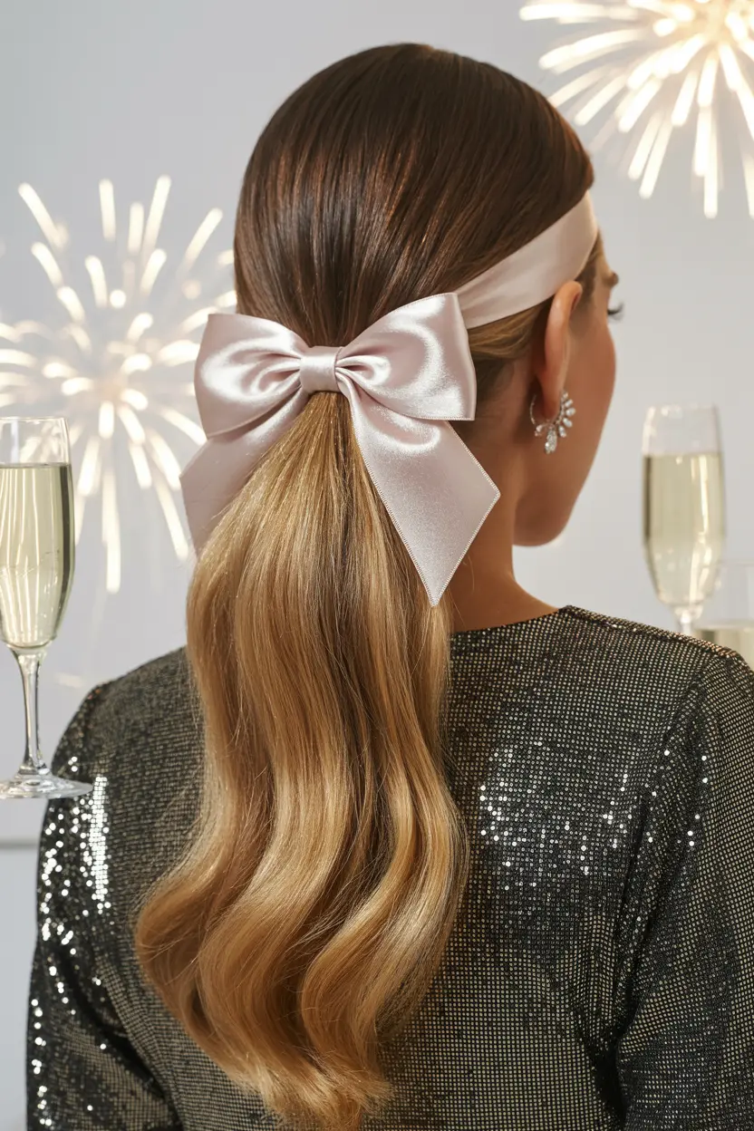15.headband bow ponytail look for new years eve
