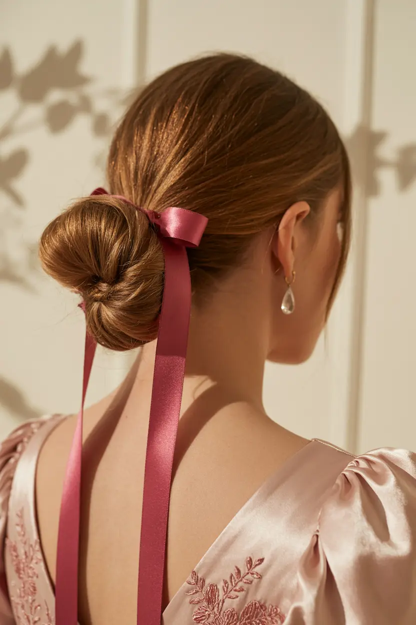 15.low bun with ribbon wrap
