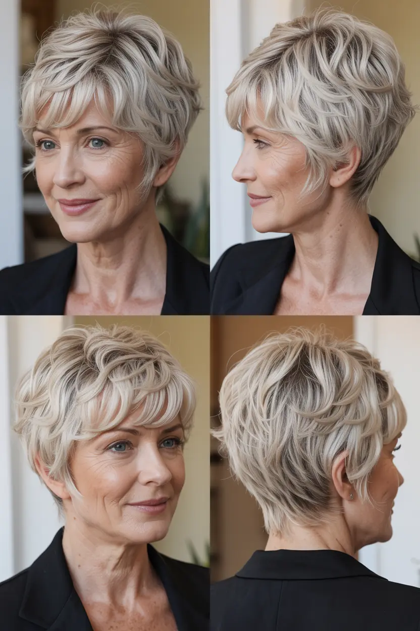 16.icy blonde pixie cut with choppy bangs