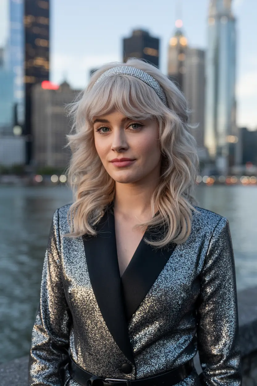 16.wavy faux bang for near year