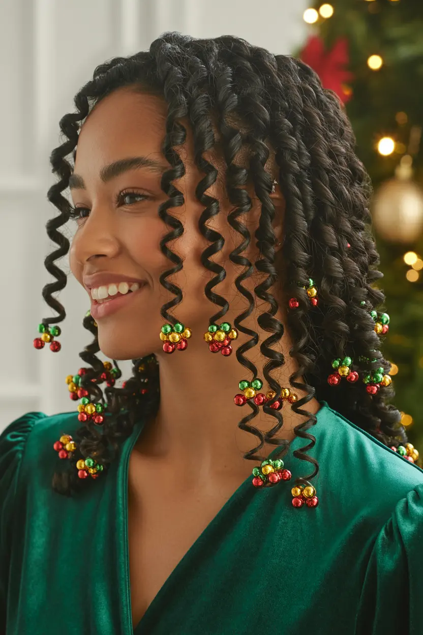 17.finger coils with holiday beads