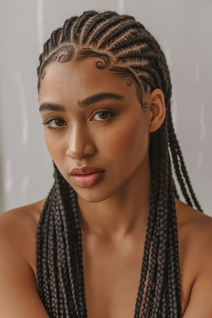 17.half up pigtails with scalp designs