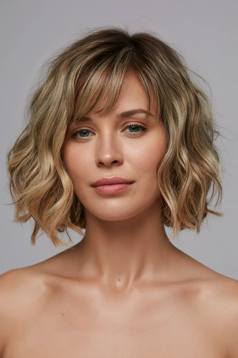 18. wavy bob with bangs