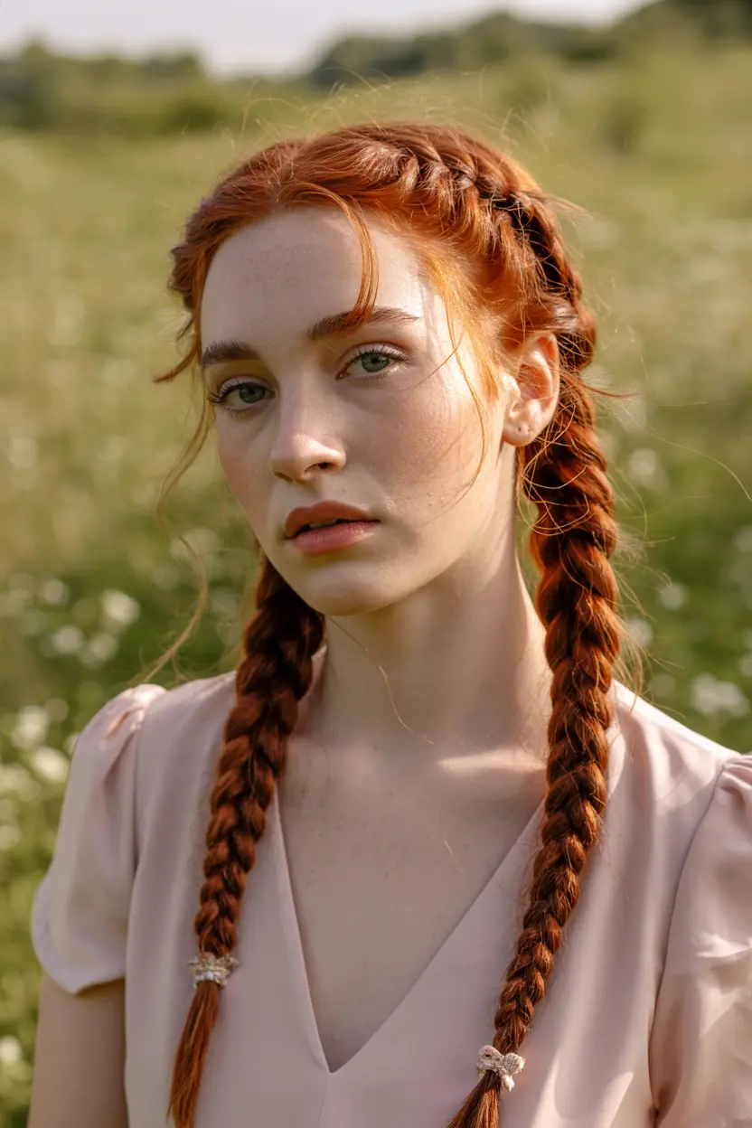 18.asymmetrical french braid pigtails