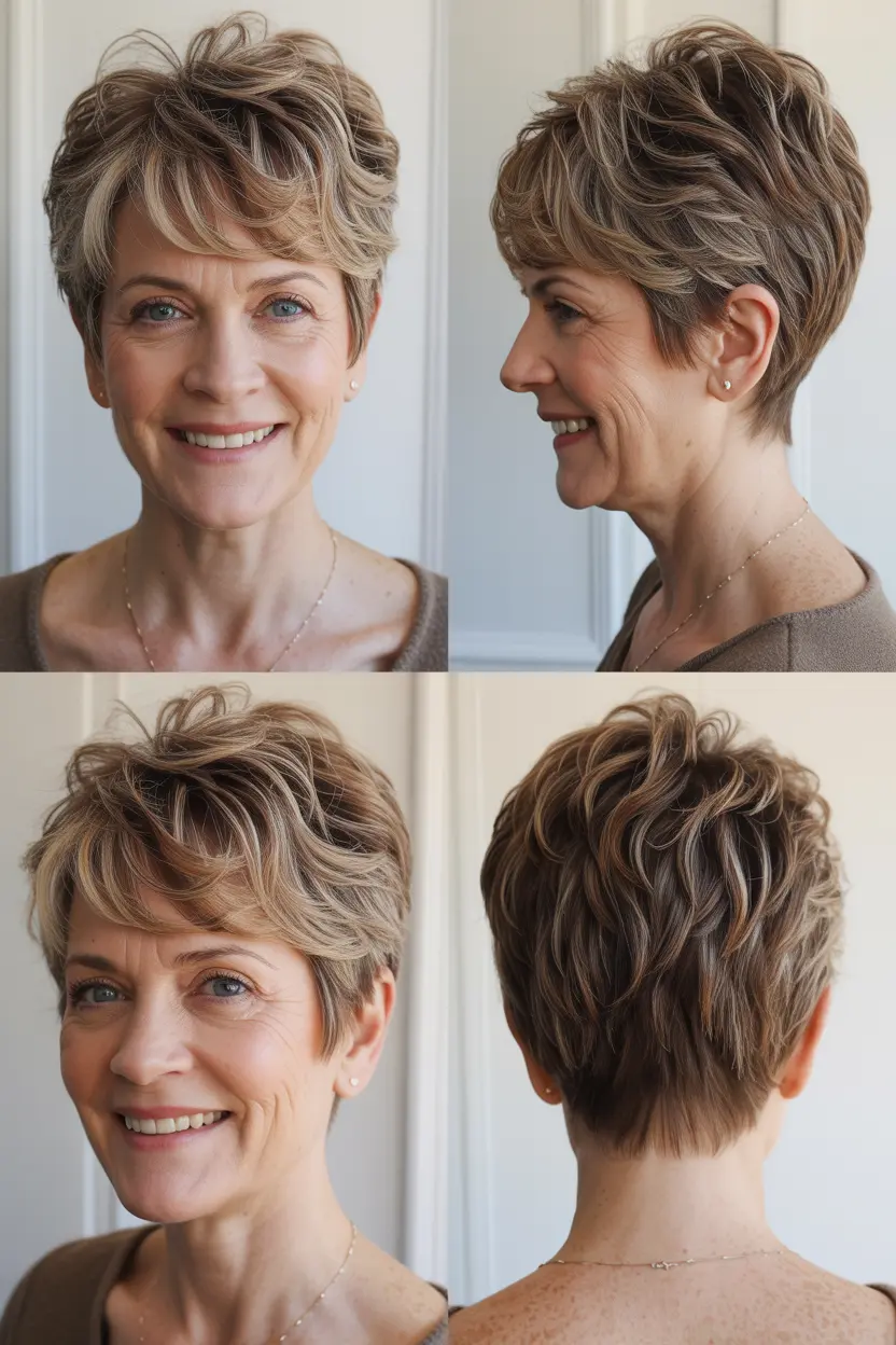 18.tousled brunette pixie with fringe