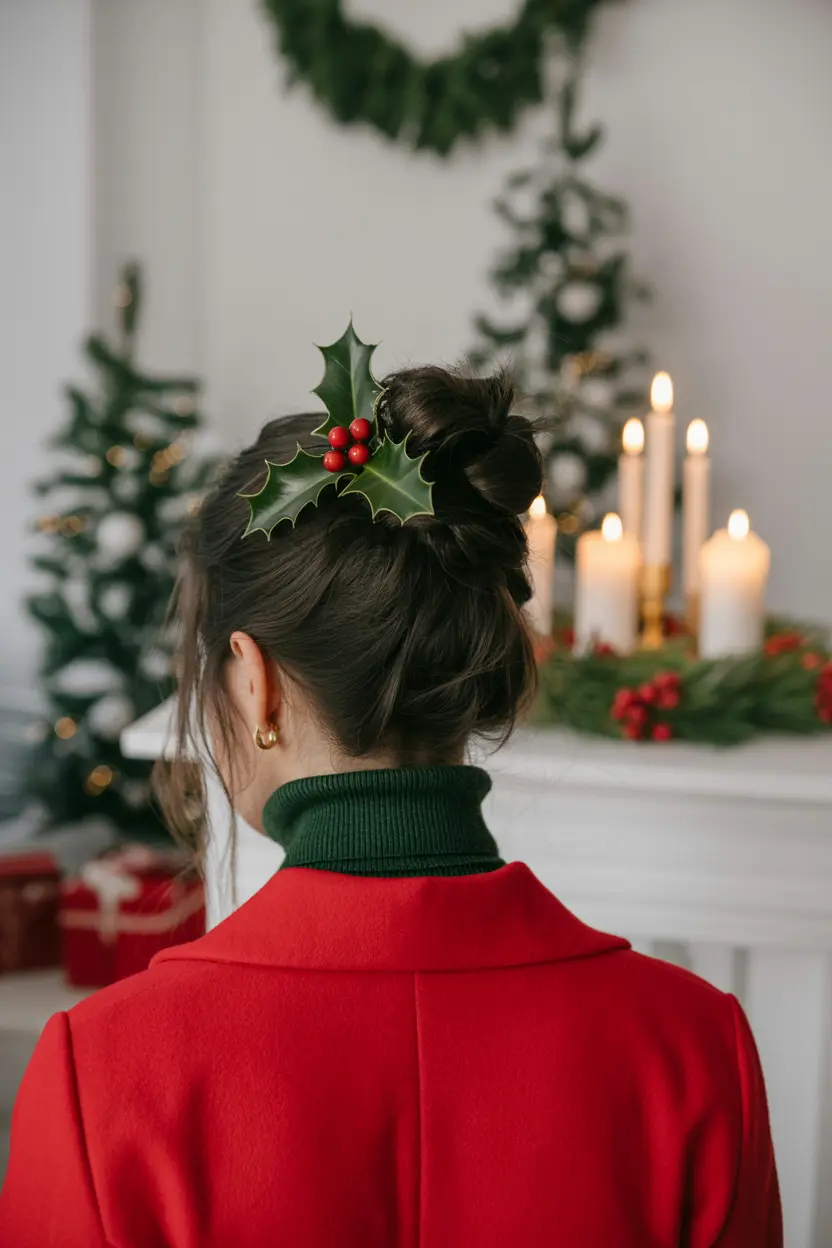 19. natural bun decorated with holly berries