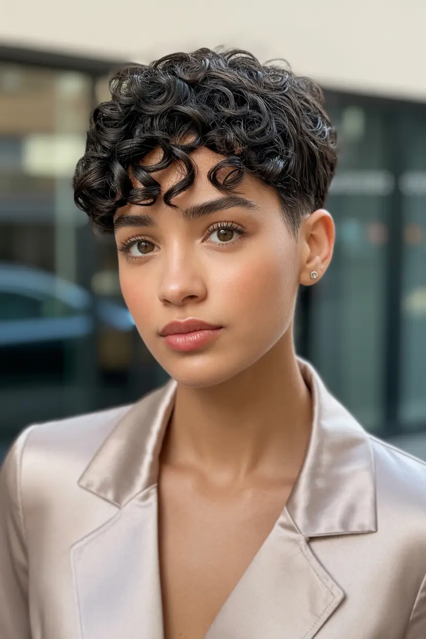2.curly pixie with v cut nape