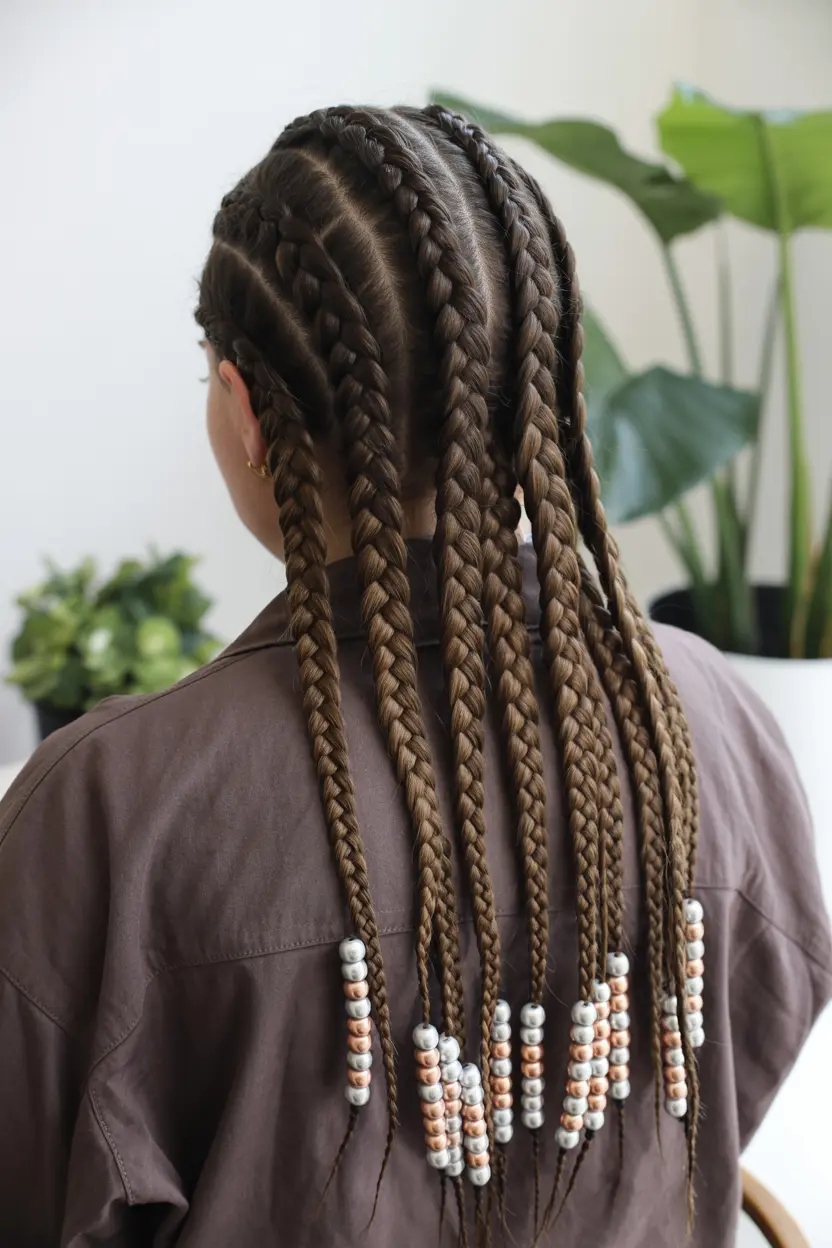 2.knotless braids with beads