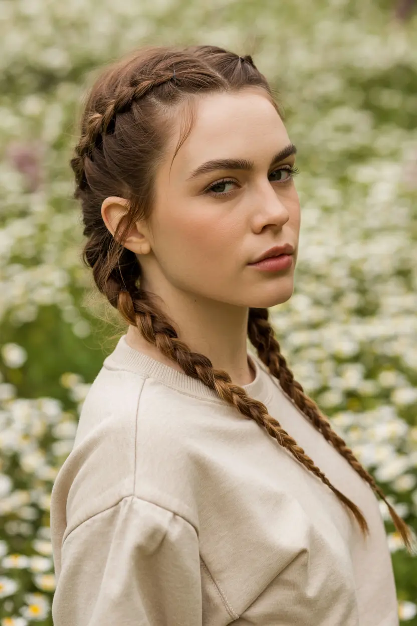 20.medium length french braid pigtails