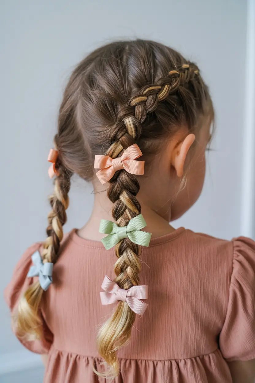 21.half up pigtail with barrettes