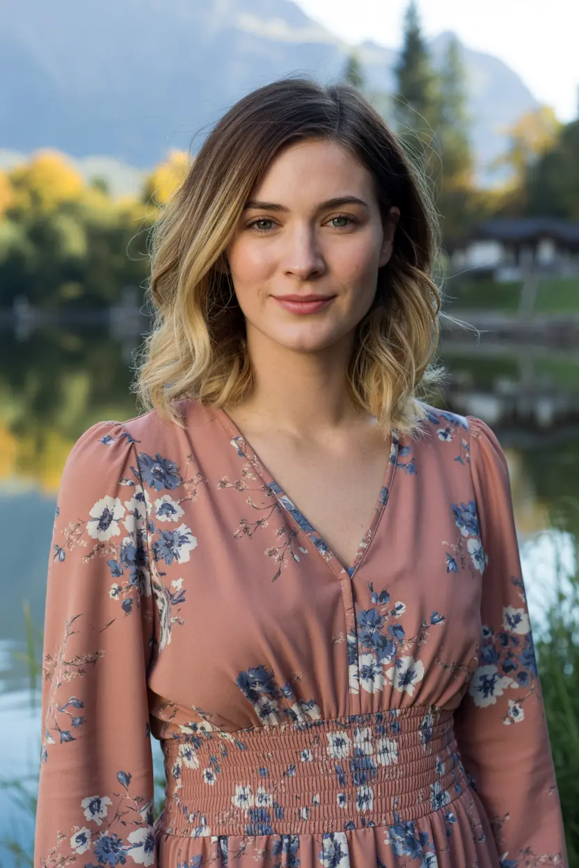 22.side parted long bob with blonde balayage waves