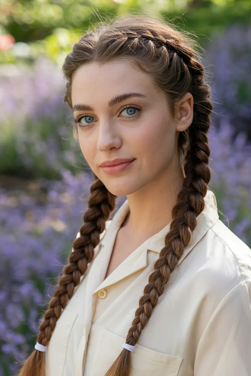 23.double french pigtails
