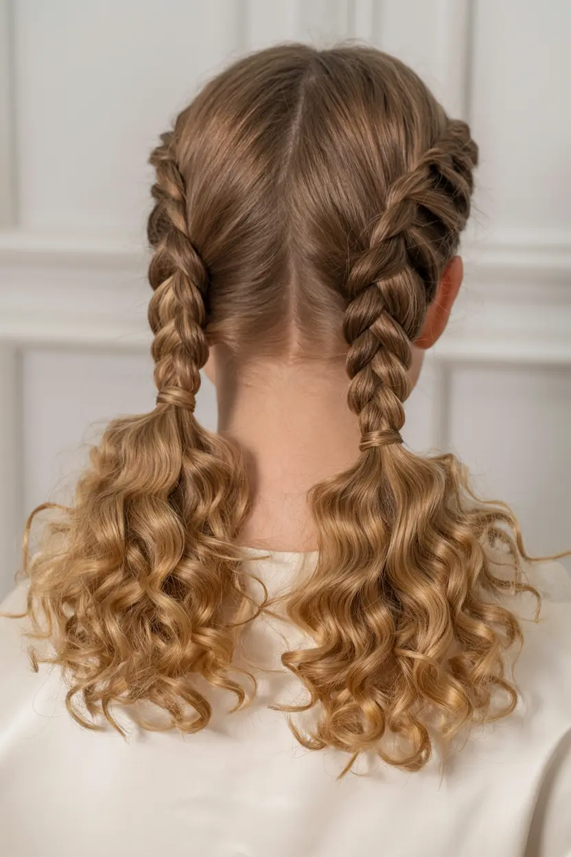 23.half up pigtails with loose curls