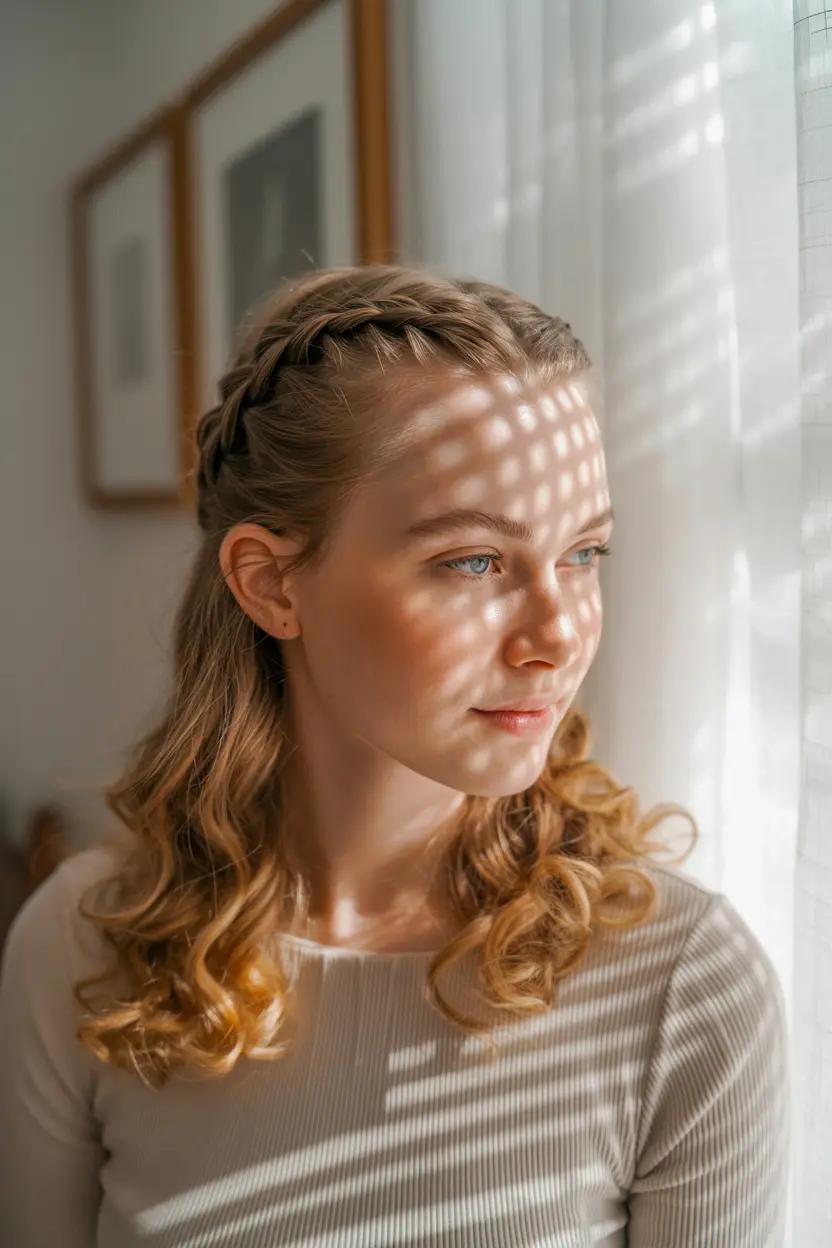 24.french braid pigtails with loose curls