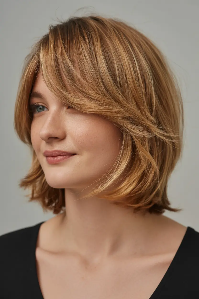 24layered bob with side part