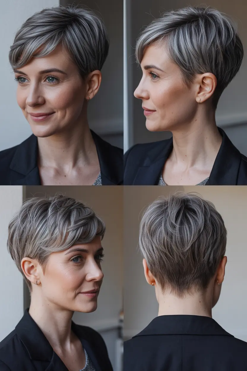 25. asymmetrical pixie for gray hair