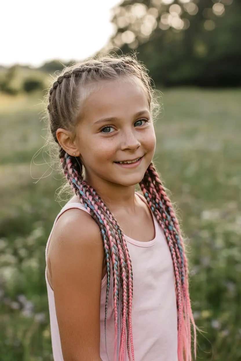 25.half up pigtails with yarn accent