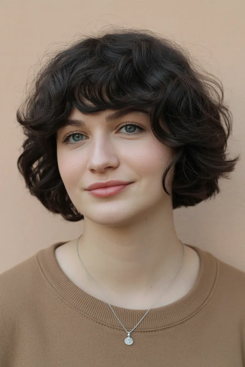 26.bouncy curly black bob