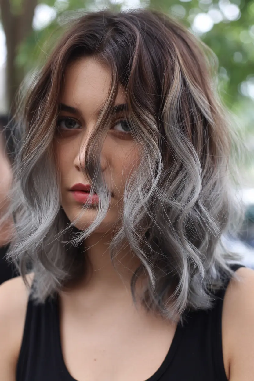 27.disheveled bob with dark roots