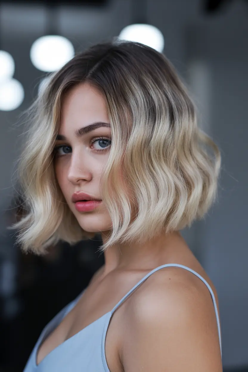 27.wavy balayage bob hairstyle