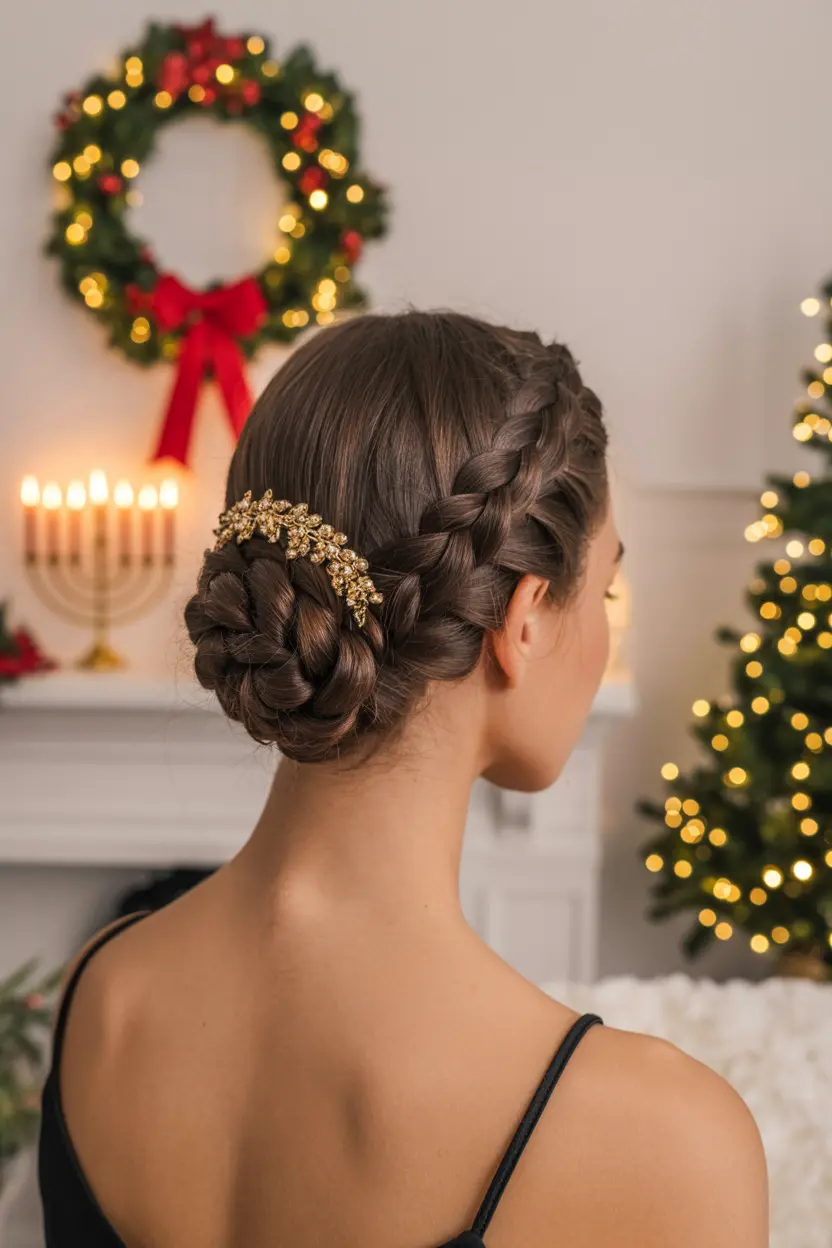 28.rope twisted updo with shimmery clip