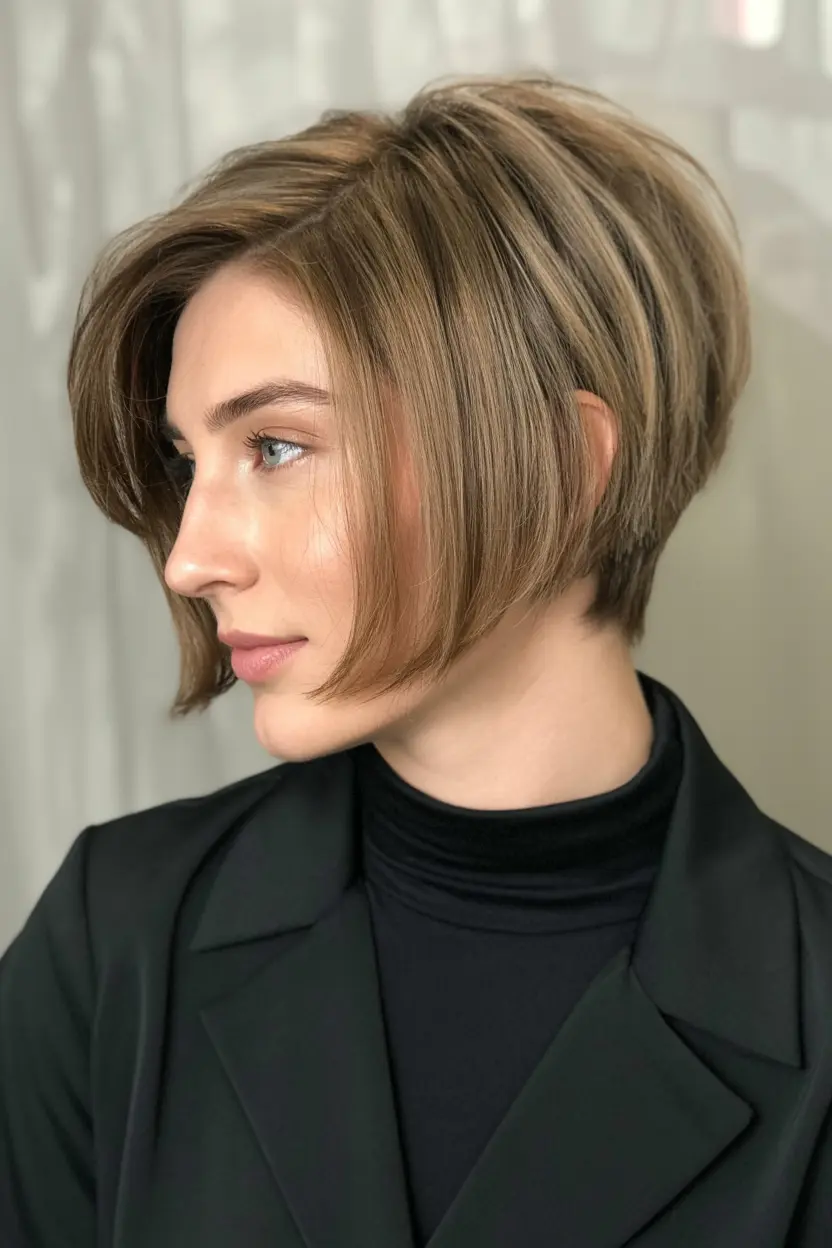 28.side parted voluminous pixie bob