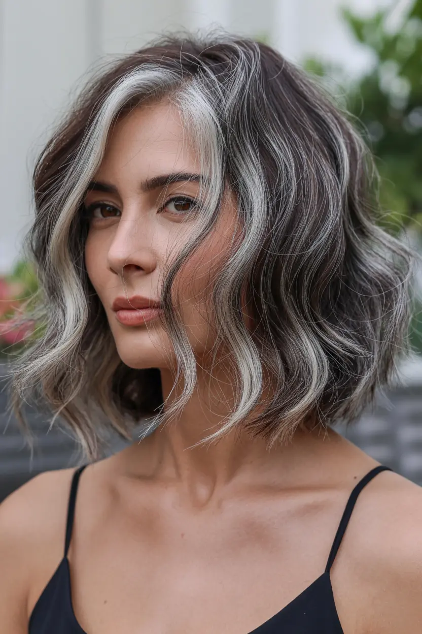 28.wavy highlighted bob