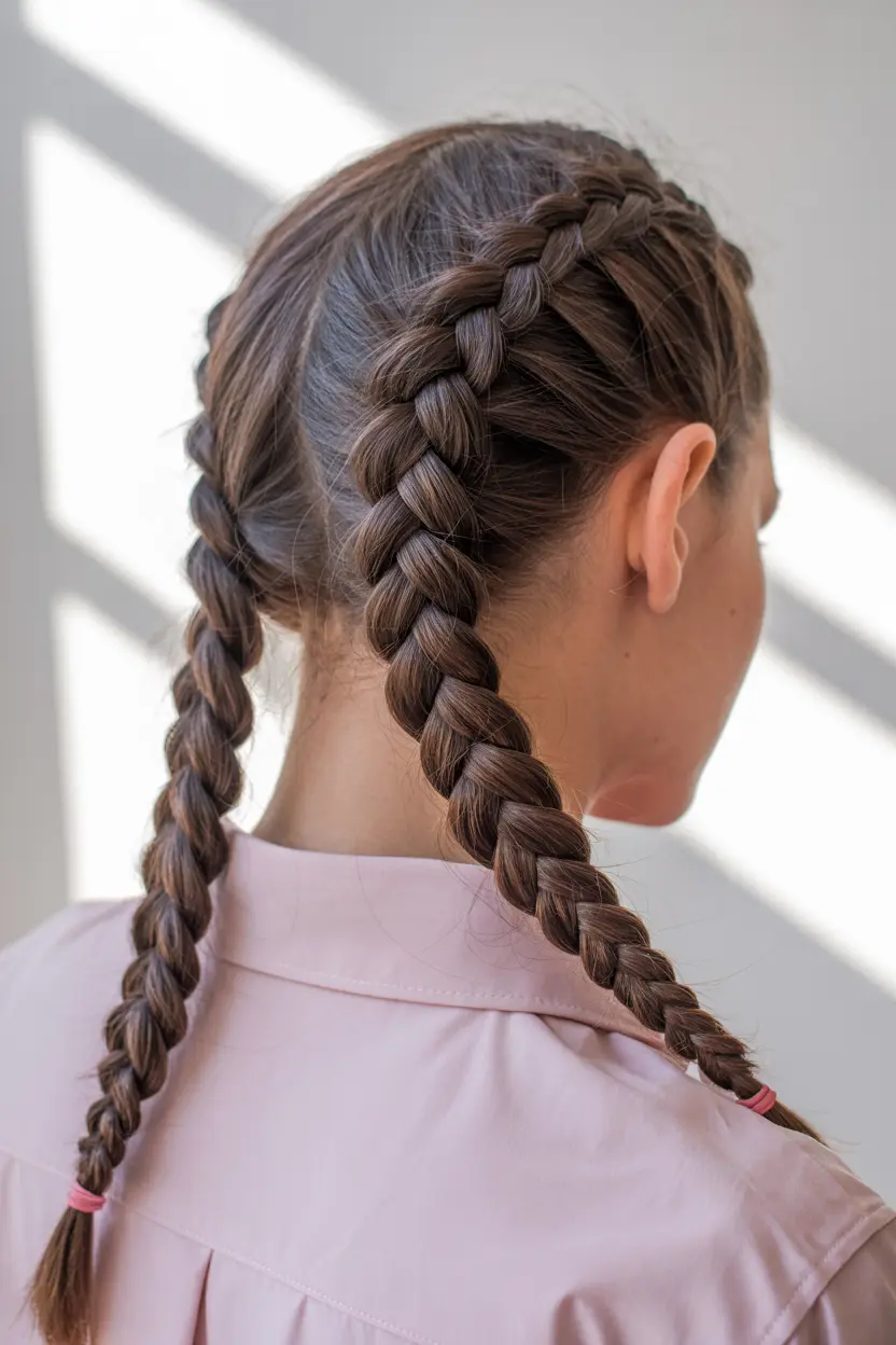 3. high french braid pigtails