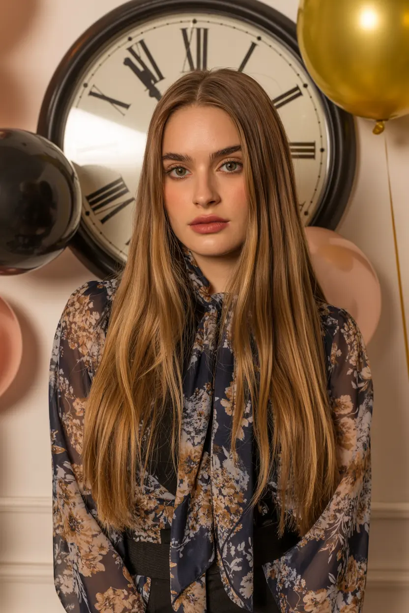3.long and sleek new years hairstyle