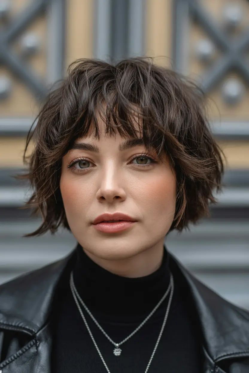 3.sexy wavy tousled bob for brunettes