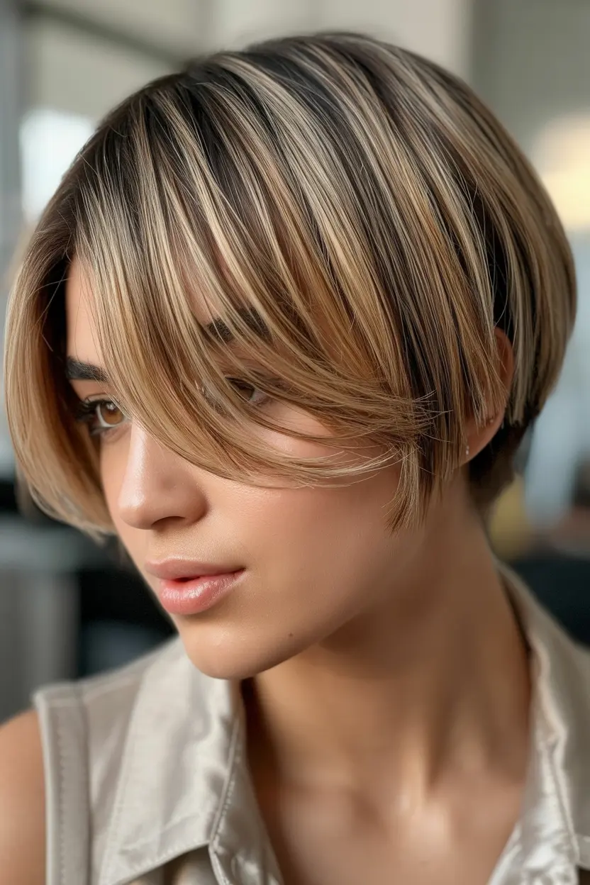 3.short butterfly haircut with highlights