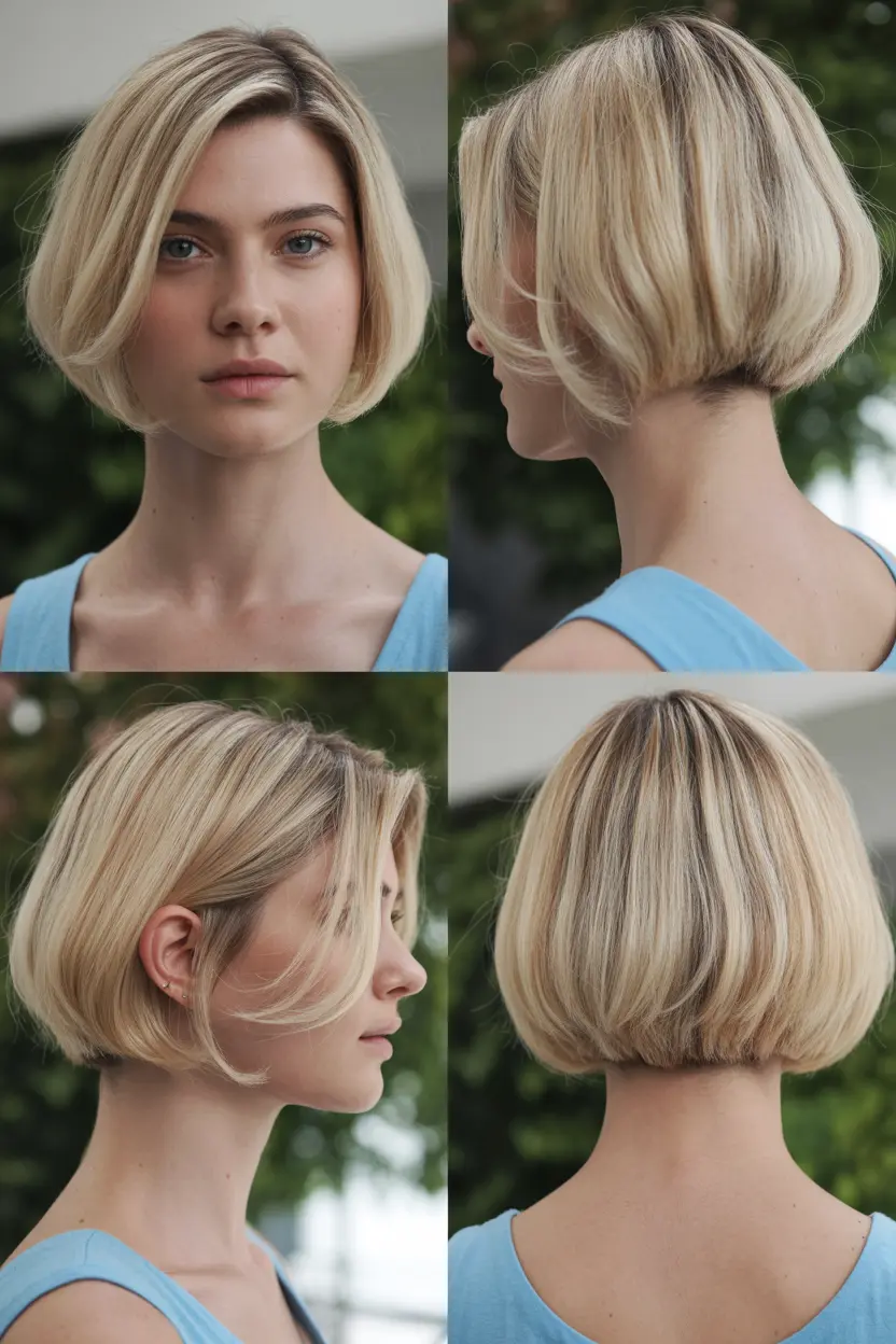 3.stick straight bob with rounded ends