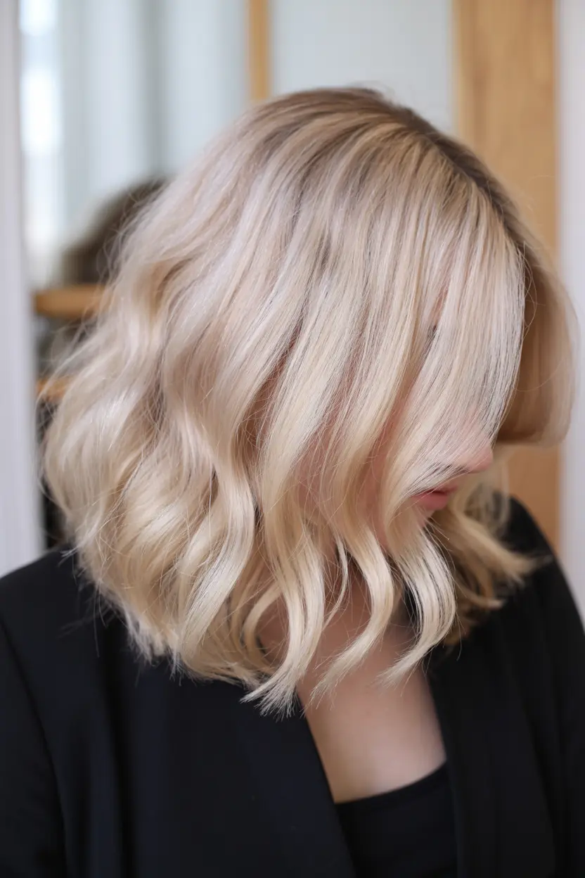 3.textured creamy blonde bob