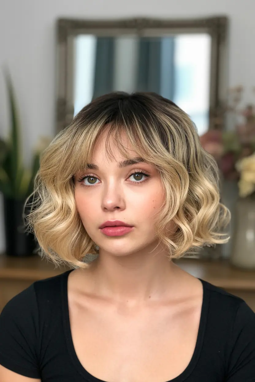 31.curly lob with curtain bangs