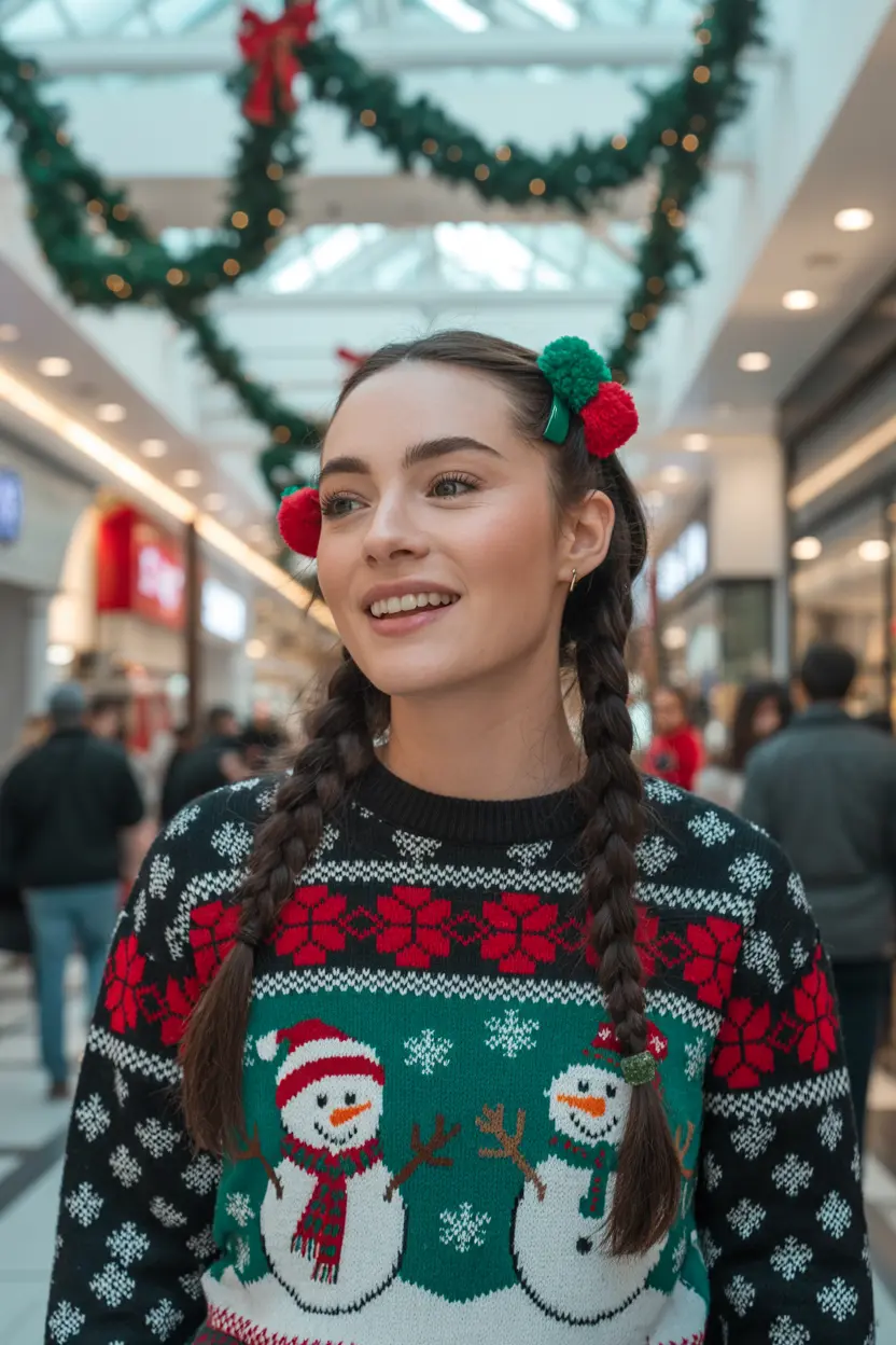 31.fishtail braid with christmas clips