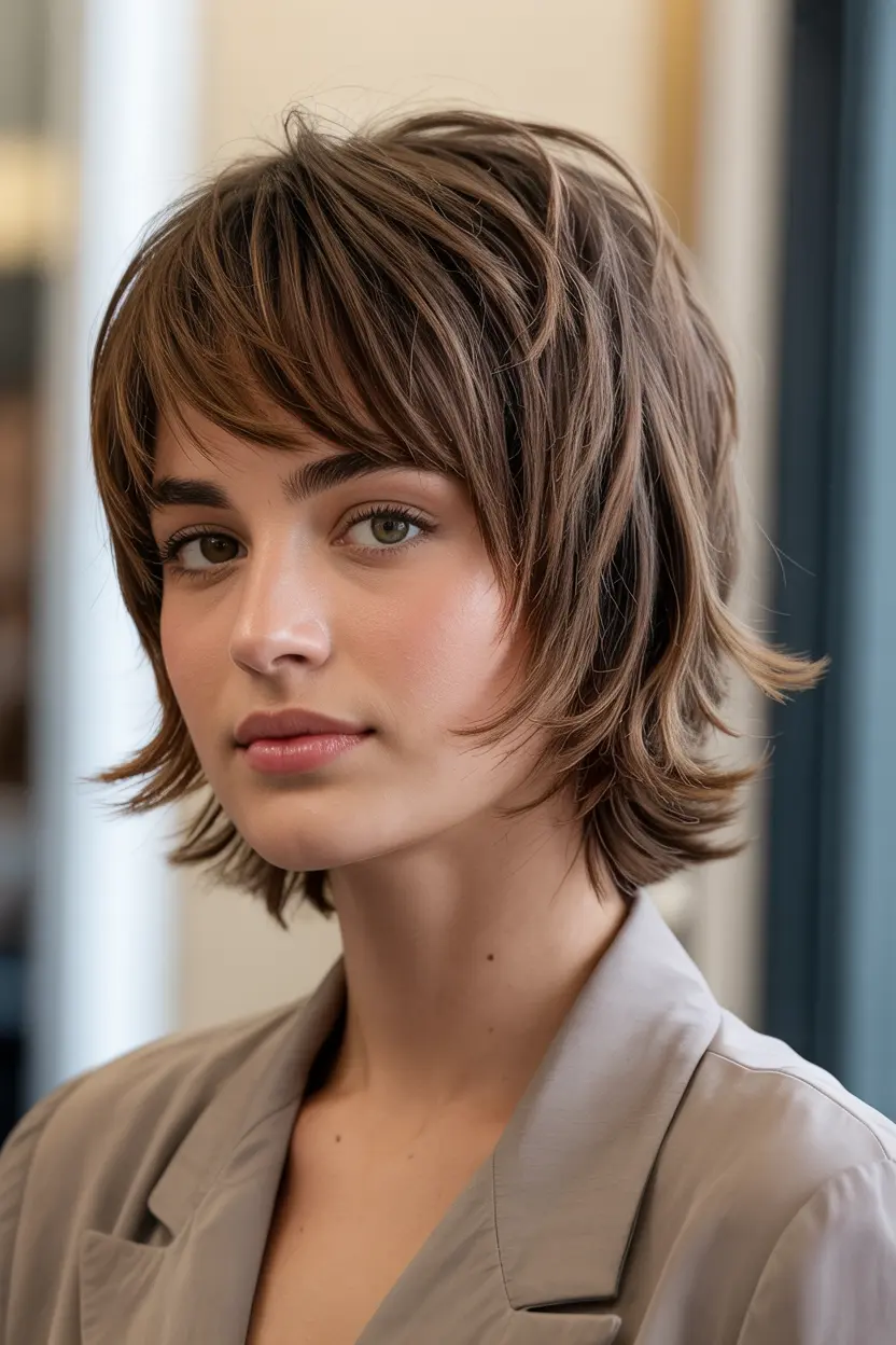31.shaggy butterfly haircut for short hair