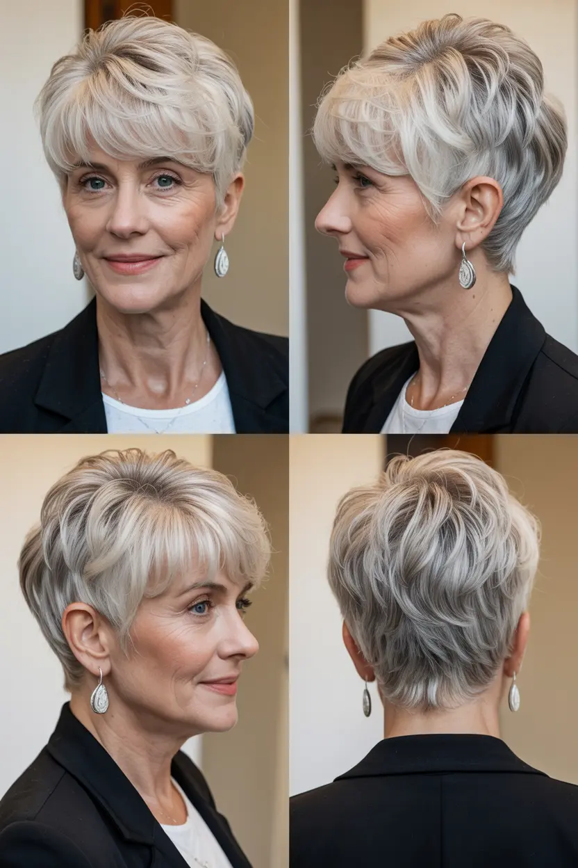 32. pixie cut with long bangs