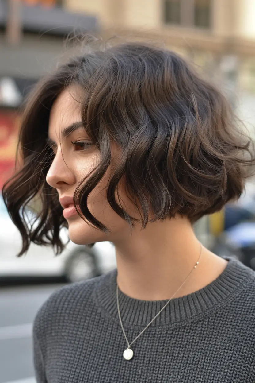 32.short black hairstyle with tousled curls
