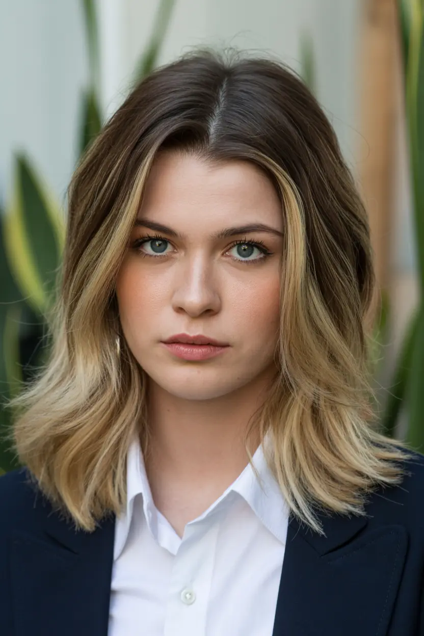 34.feathered with balayage highlights