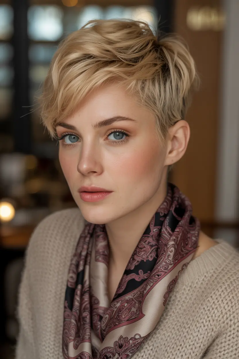 34.short tousled curly hairstyle