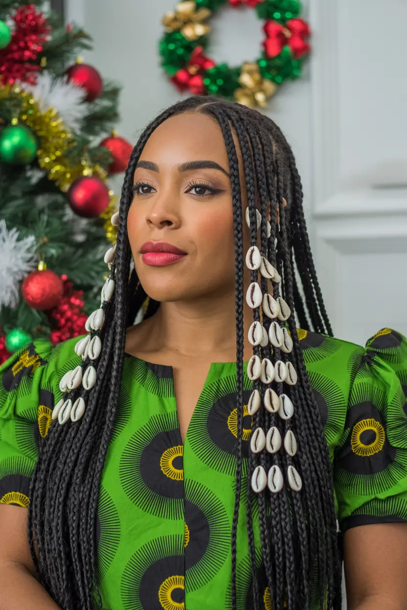 36.fulani braids with gold cowrie shells