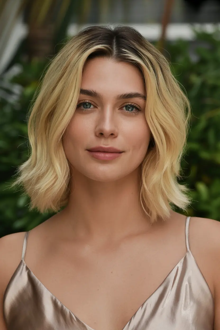 38.shoulder length wavy blonde style