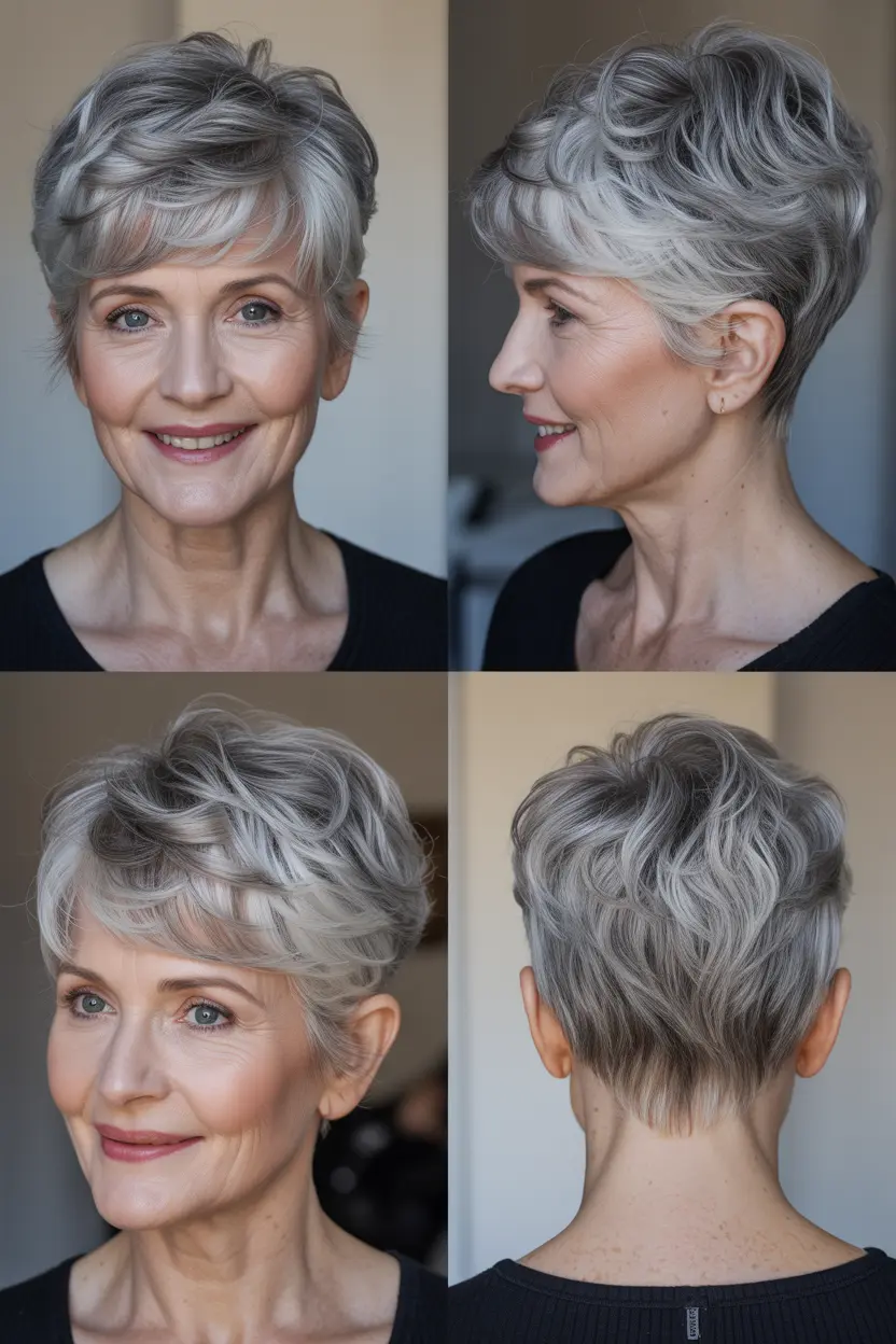 39. silvered razor pixie cut