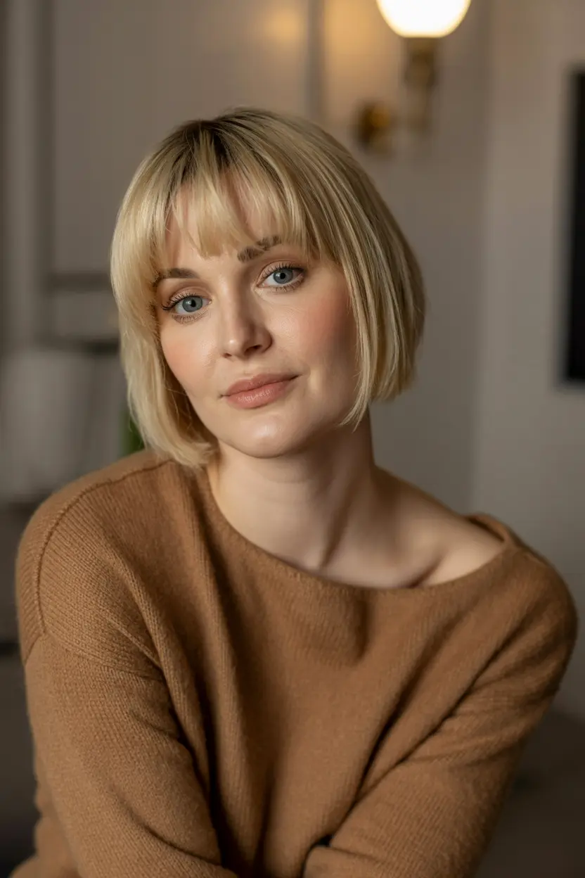 39.minimal french bob with straight bangs