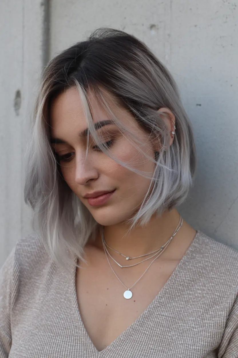 4.gray balayage makeover for feathered hair