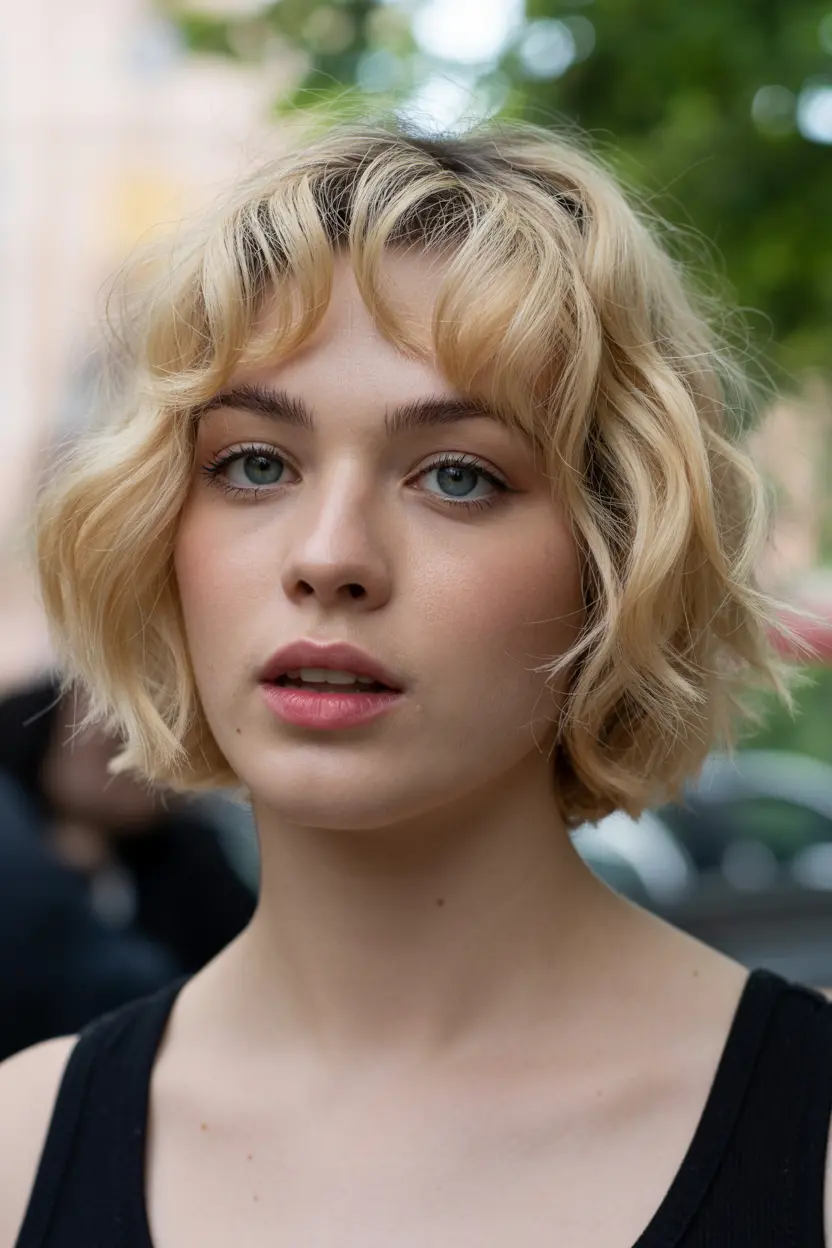 4.jaw length curly messy bob